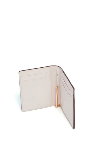 Pink Leather Card Wallet Open View with Card Slots | Gabriela Hearst