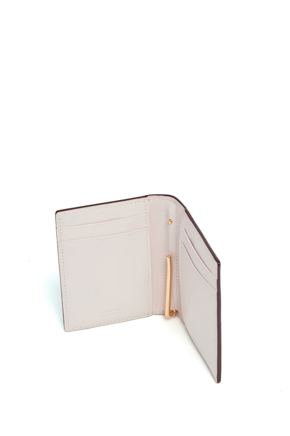 Simple Card Wallet in Bordeaux & Pink Leather