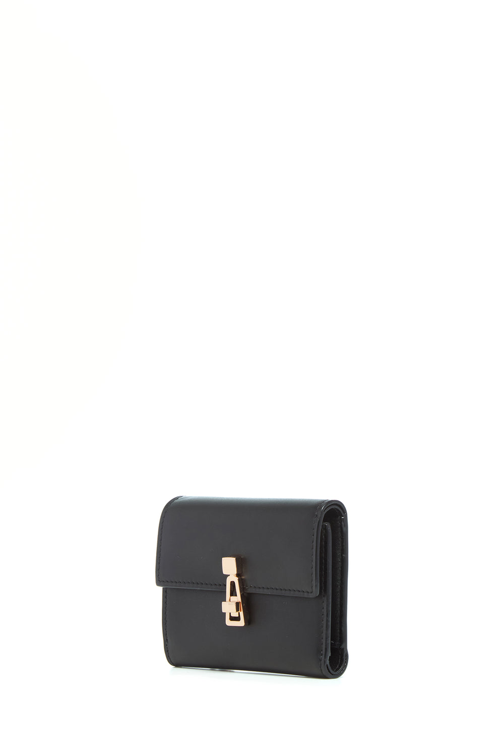 Compact Flat Wallet in Black Leather