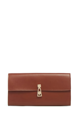 Cognac Leather Phone Wallet - Front View | Gabriela Hearst