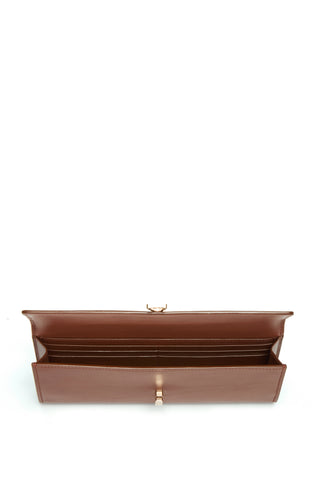Cognac Leather Phone Wallet - Open Interior Detail | Gabriela Hearst