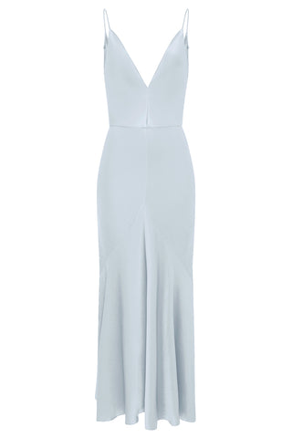 Brigita Slip Dress in Light Blue Silk Satin