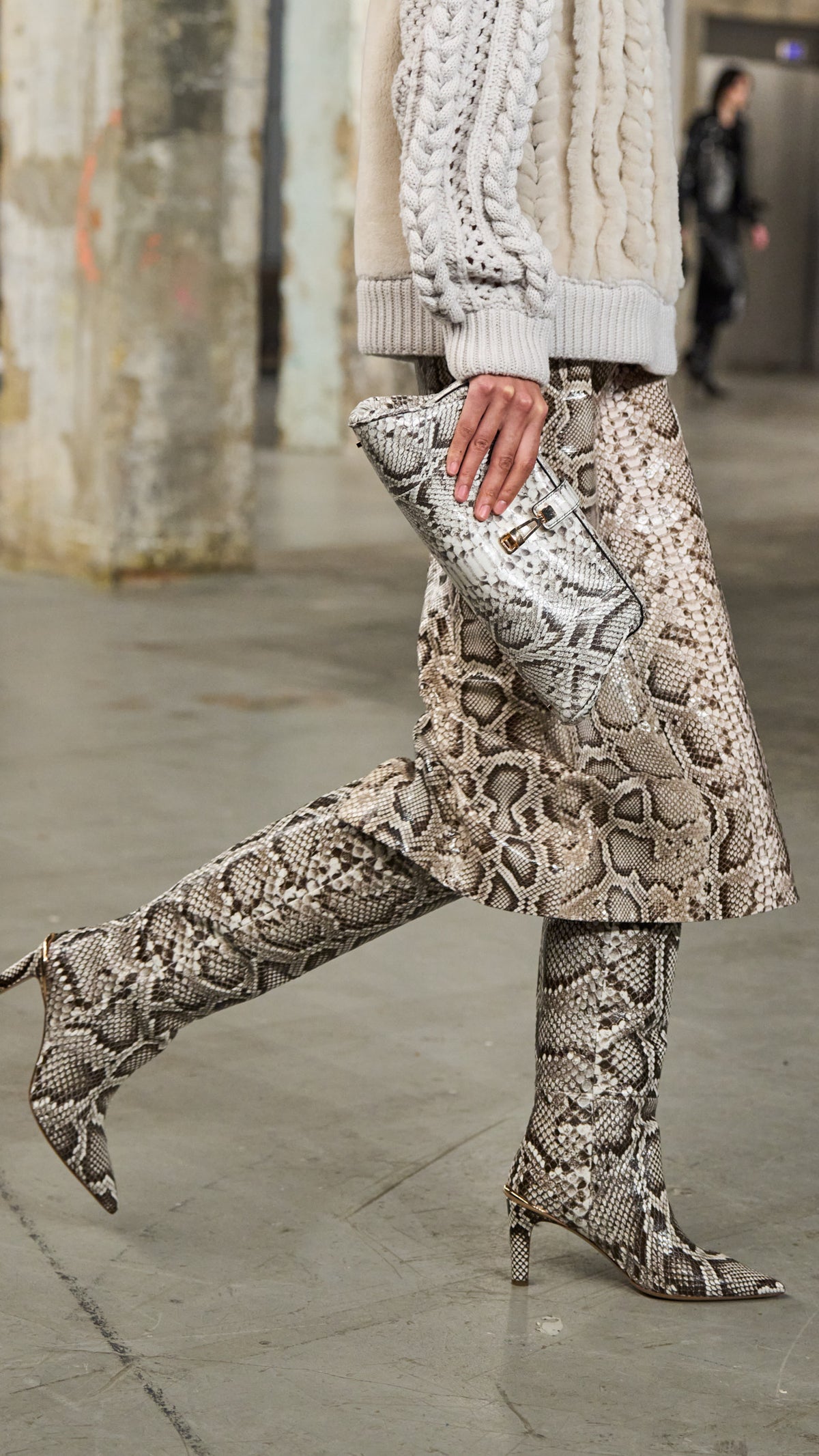 Aura High Heel Stiletto Tall Boot in Black & White Inversa™ Snakeskin