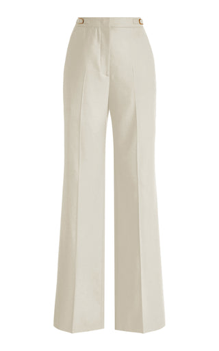Ivory Wool Vesta Flare Pant - Front View, Pleated High-Waist Suiting Trouser | Gabriela Hearst