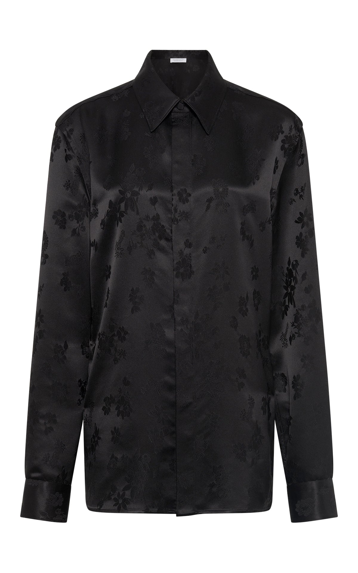 Cruz Shirt in Black Embroidered Silk