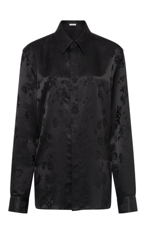 Cruz Shirt in Black Embroidered Silk