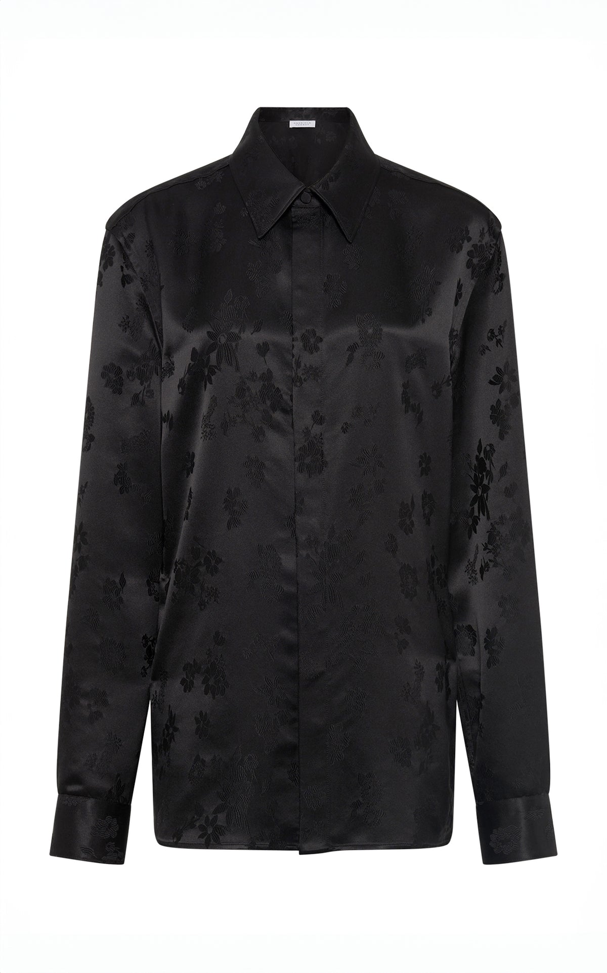 Cruz Shirt in Black Embroidered Silk