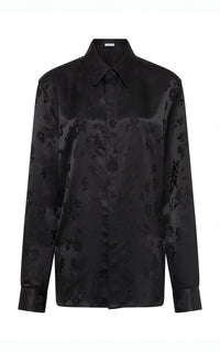 Cruz Shirt in Black Embroidered Silk