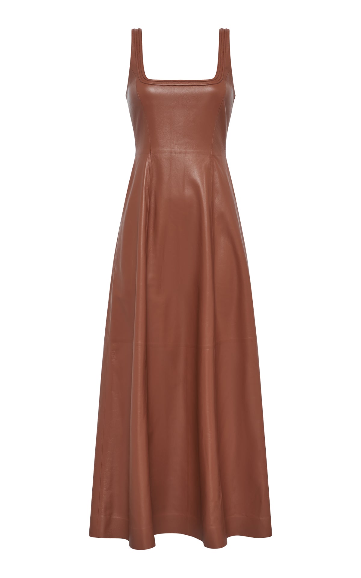 Adaline Midi Dress in Cognac Nappa Leather