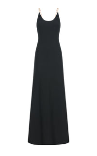 Adeona Chain Maxi Dress in Black Silk