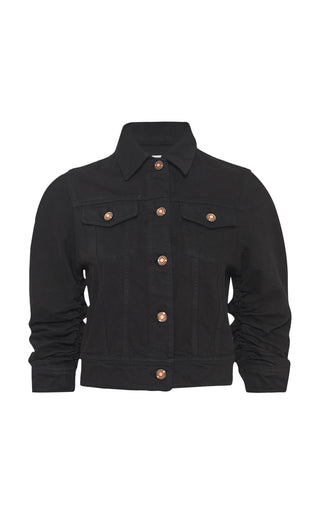 Black Recycled Cotton Denim Jacket - Front View | Gabriela Hearst