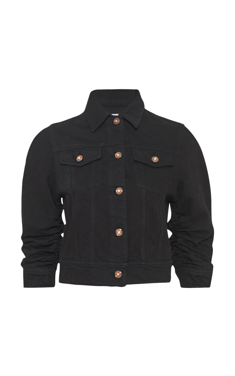 Black Recycled Cotton Denim Jacket - Front View | Gabriela Hearst