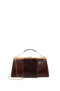 Vintage No.11 Bag in Cognac Snakeskin with Recycled Fur Detail