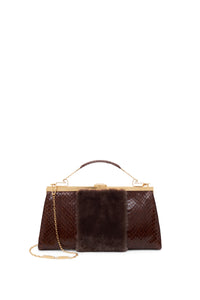Vintage No.11 Bag in Cognac Snakeskin & Recycled Beaver Fur