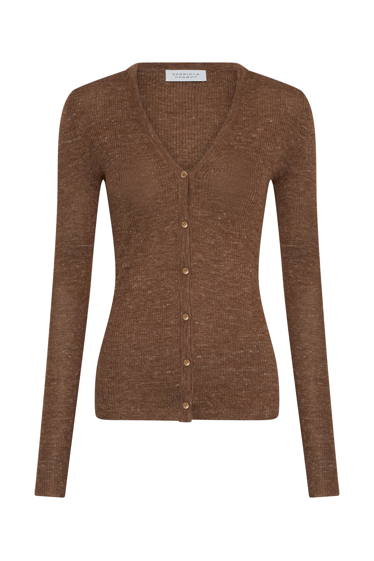Aiste Knit Cardigan in Chestnut Cashmere Silk with Hemp