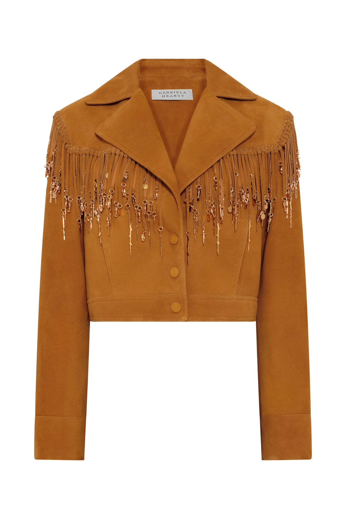 Azra Coat in Cashew Suede with Rosegold Charms