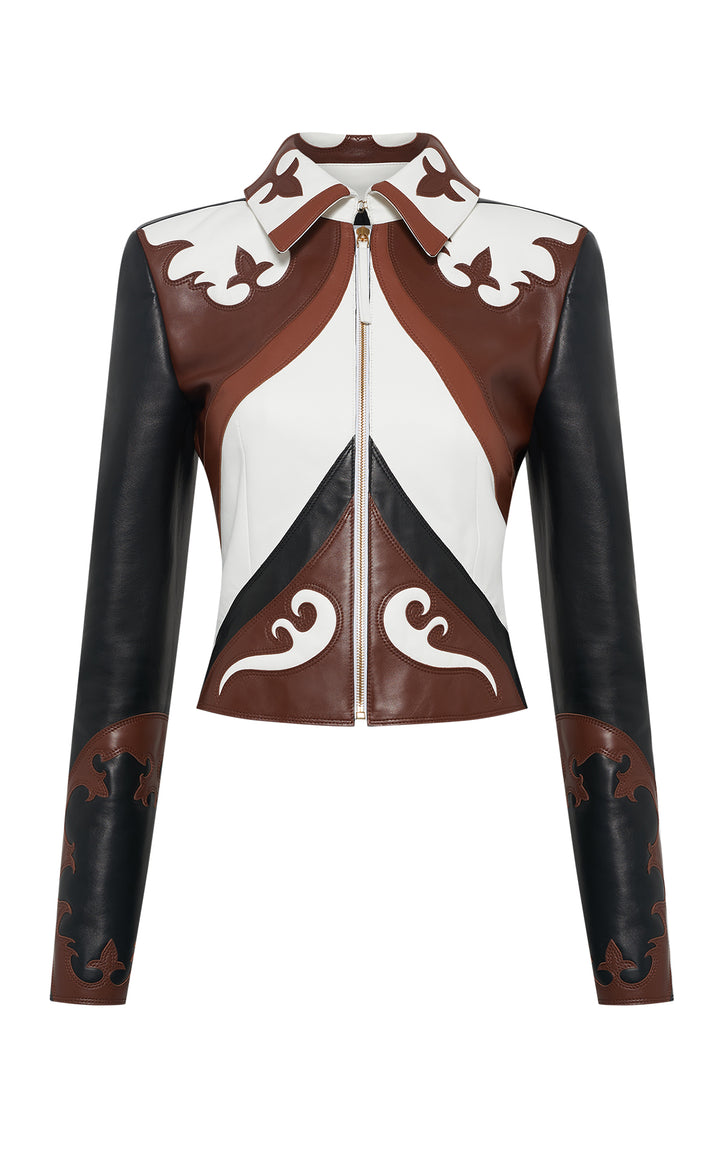 Albie Flame Moto Jacket in Multi Nappa Leather