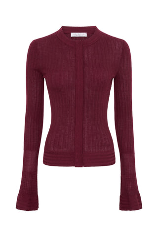 Albina Knit Shirt in Bordeaux Cashmere Silk