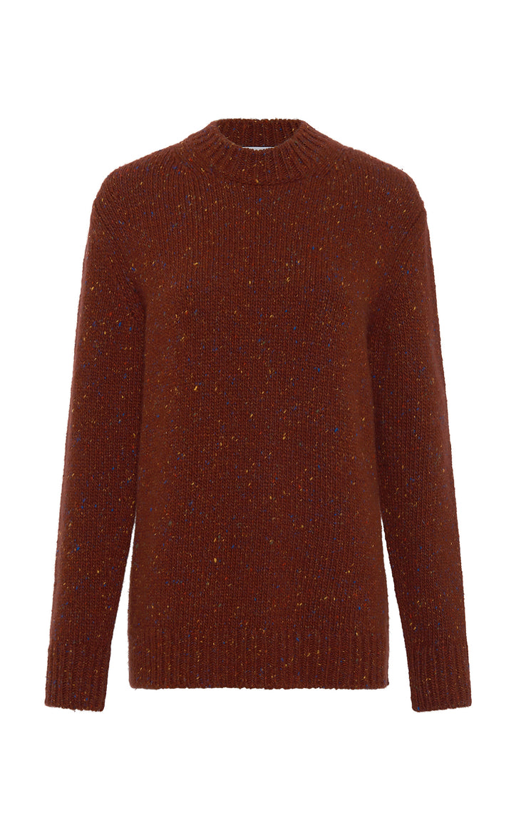 Alfie Knit Sweater in Burnt Sienna Multi Speckle Cashmere