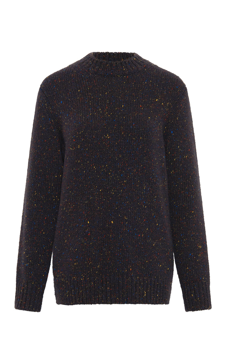 Alfie Knit Sweater in Charcoal Multi Speckle Cashmere