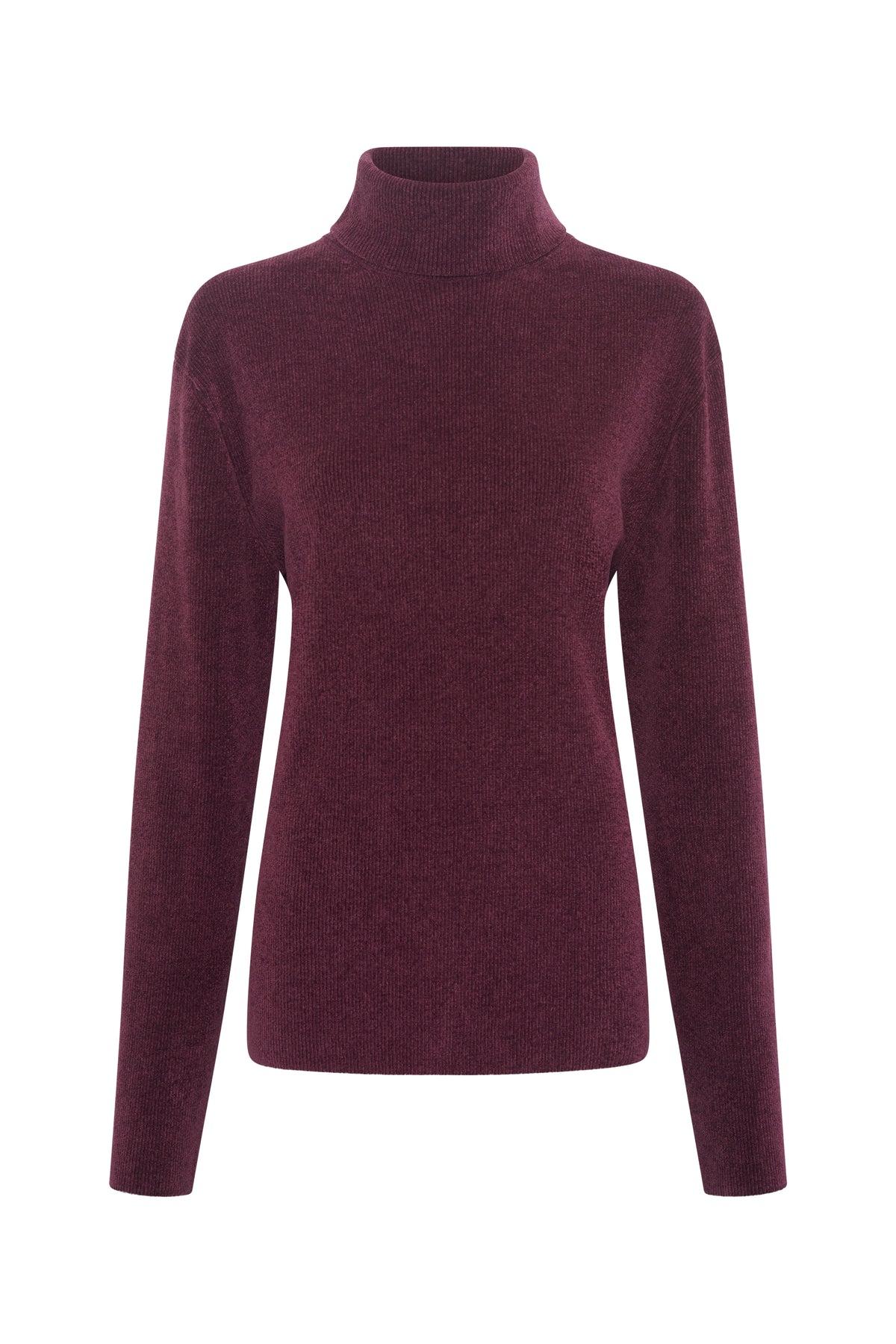 Almoner Knit Turtleneck Sweater in Plum Silk