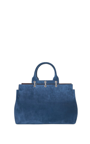 Large Amethyst Bag in Navy Suede