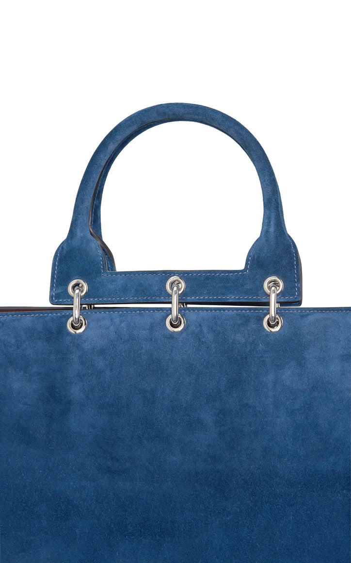 Large Amethyst Bag in Navy Suede
