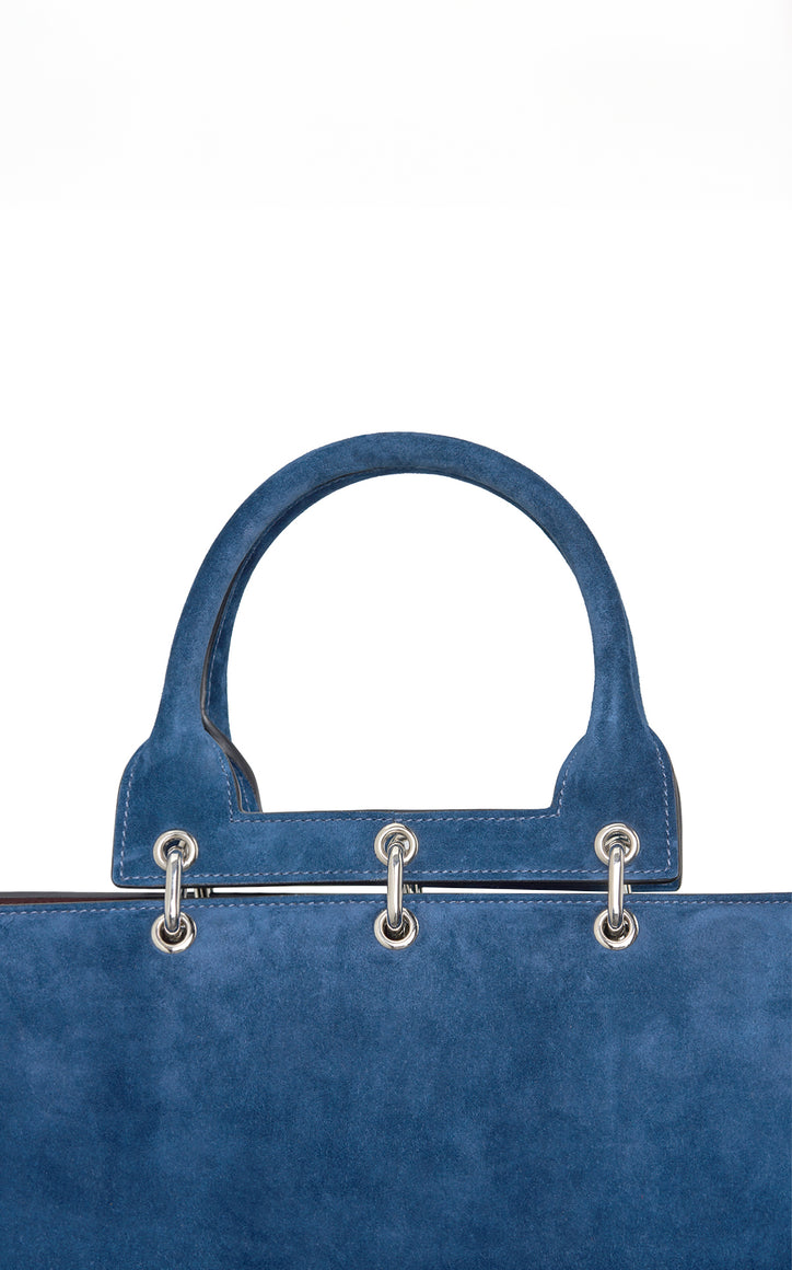 Large Amethyst Tote Bag in Navy Suede