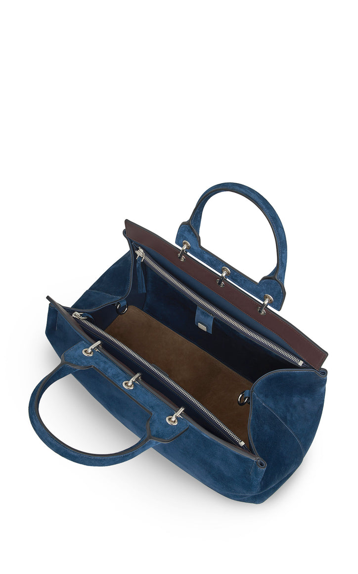 Large Amethyst Bag in Navy Suede