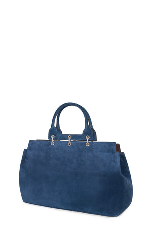 Large Amethyst Bag in Navy Suede