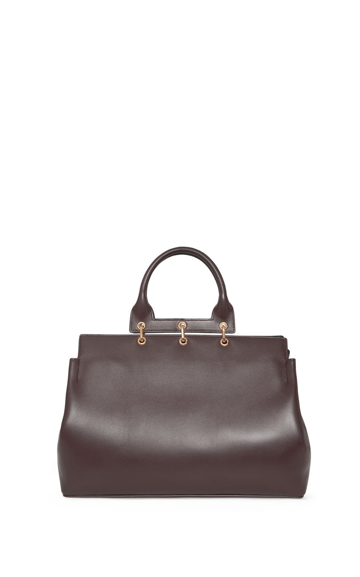 Large Amethyst Tote Bag in Bordeaux Nappa Leather