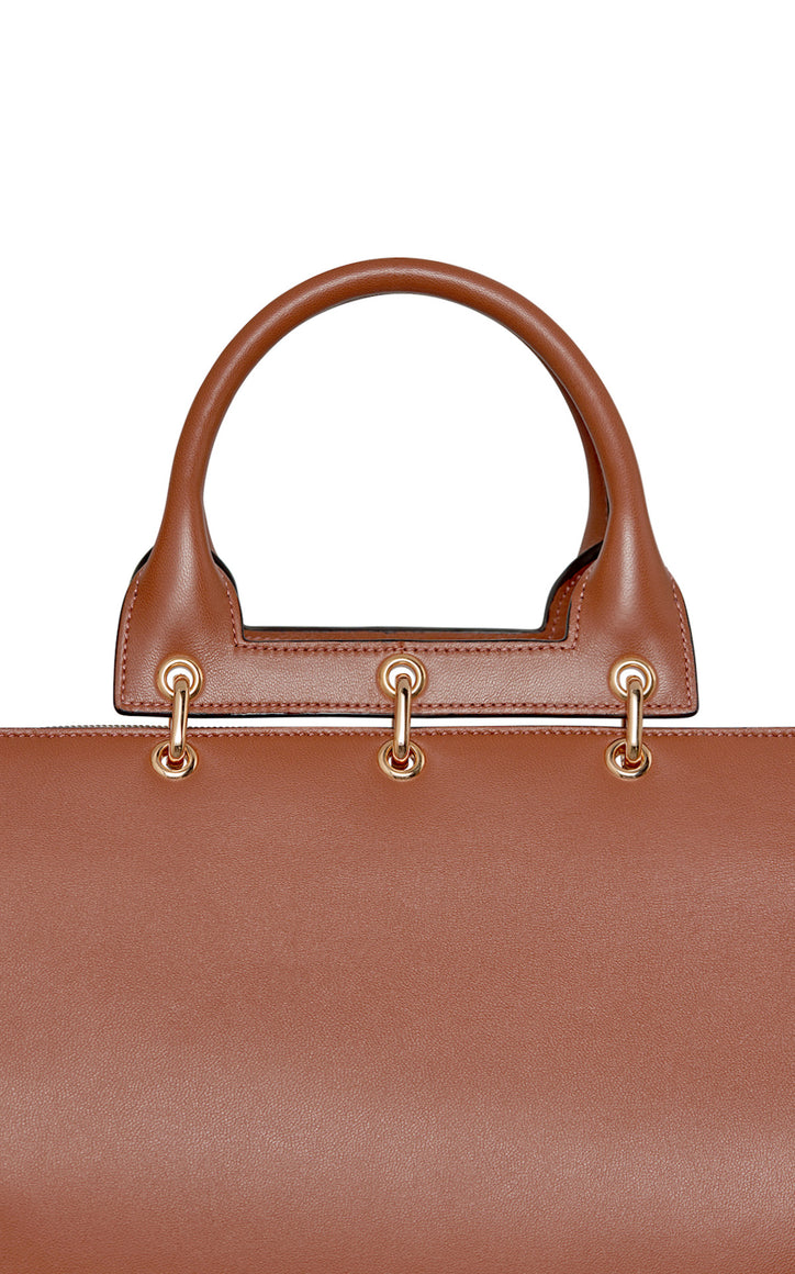Small Amethyst Bag in Cognac Nappa Leather