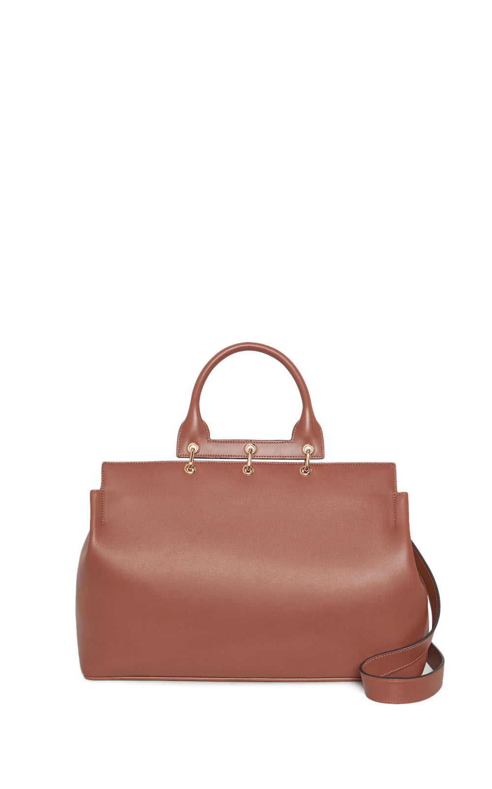 Large Amethyst Tote Bag in Cognac Nappa Leather