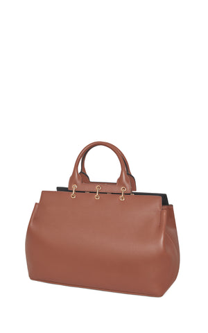 Large Amethyst Bag in Cognac Nappa Leather