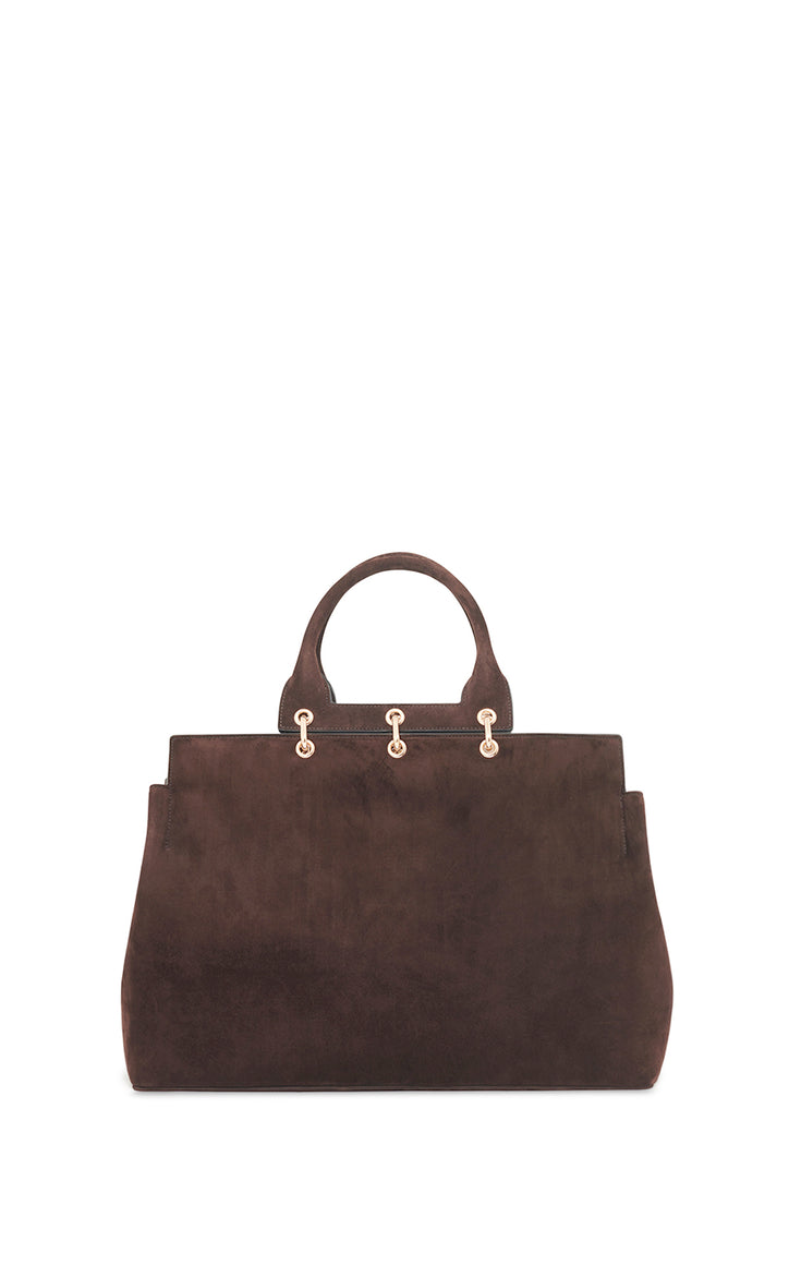 Large Amethyst Bag in Dark Brown Suede