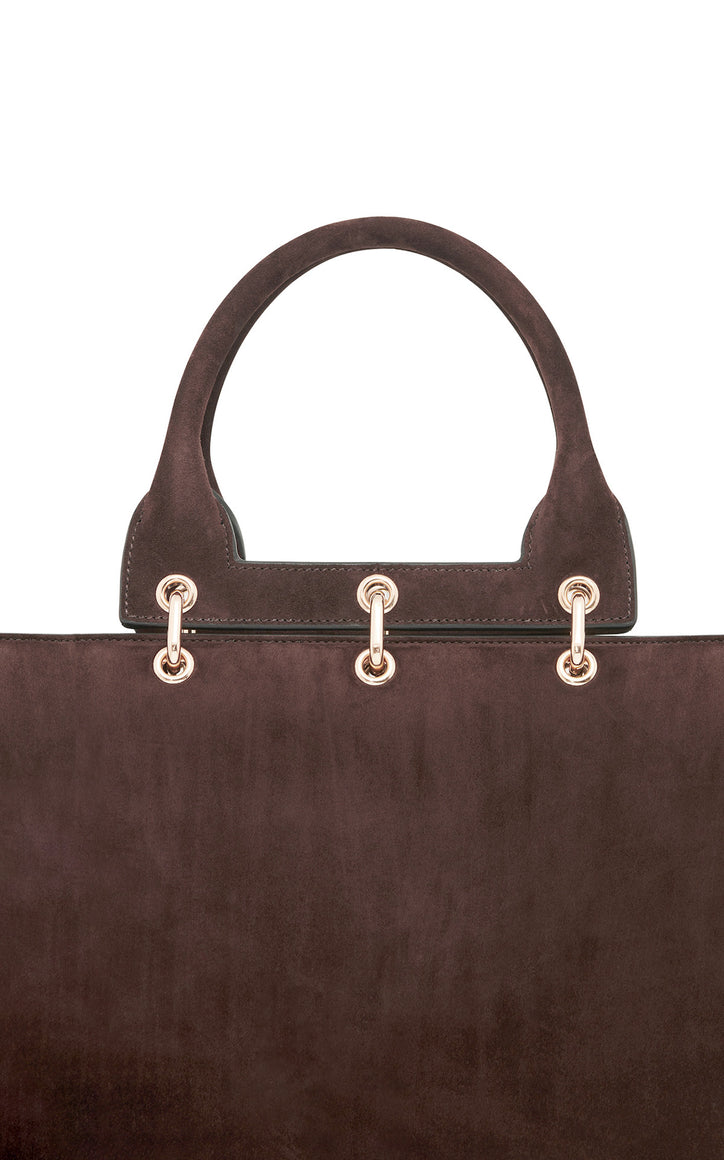 Large Amethyst Bag in Dark Brown Suede