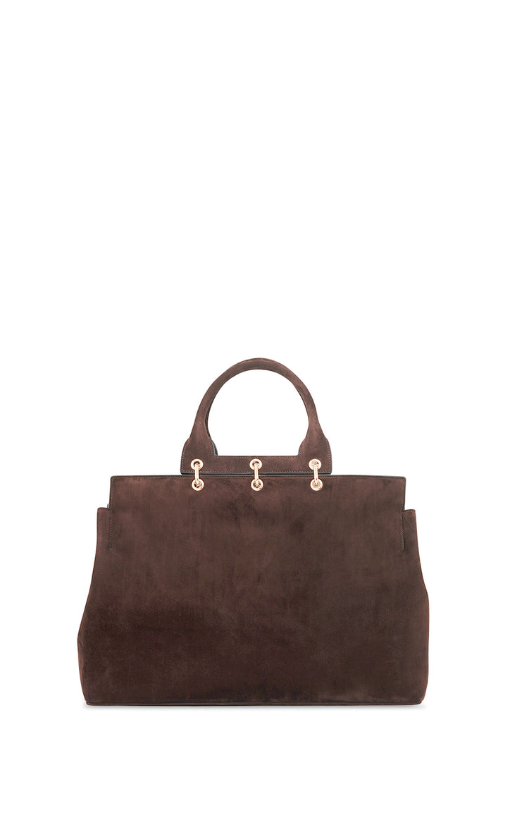 Large Amethyst Bag in Dark Brown Suede