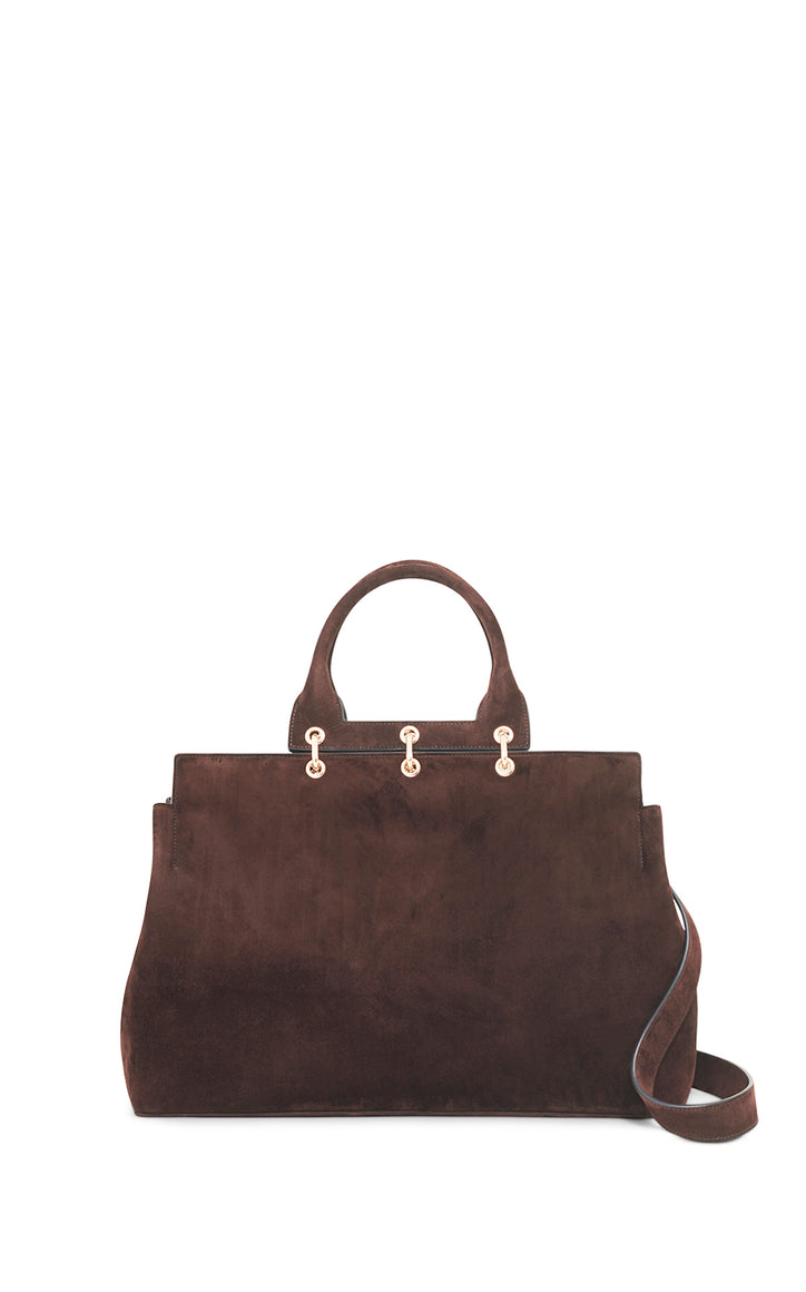 Large Amethyst Bag in Dark Brown Suede