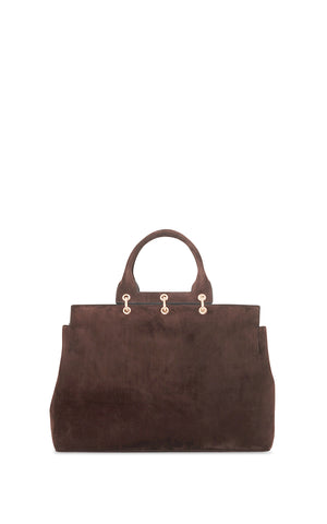 Large Amethyst Bag in Dark Brown Suede