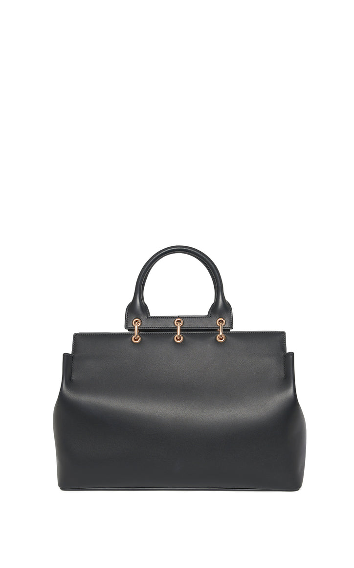 Large Amethyst Tote Bag in Black Nappa Leather