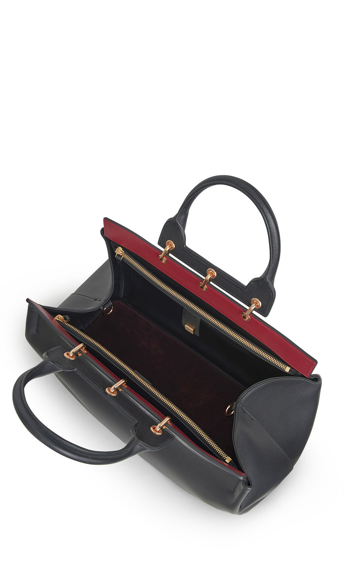 Large Amethyst Bag in Black Nappa Leahter