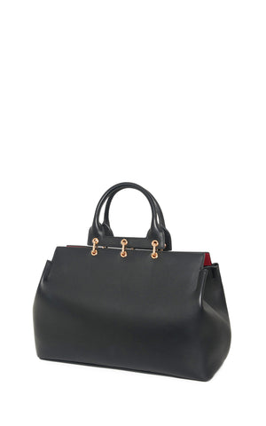 Large Amethyst Bag in Black Nappa Leahter