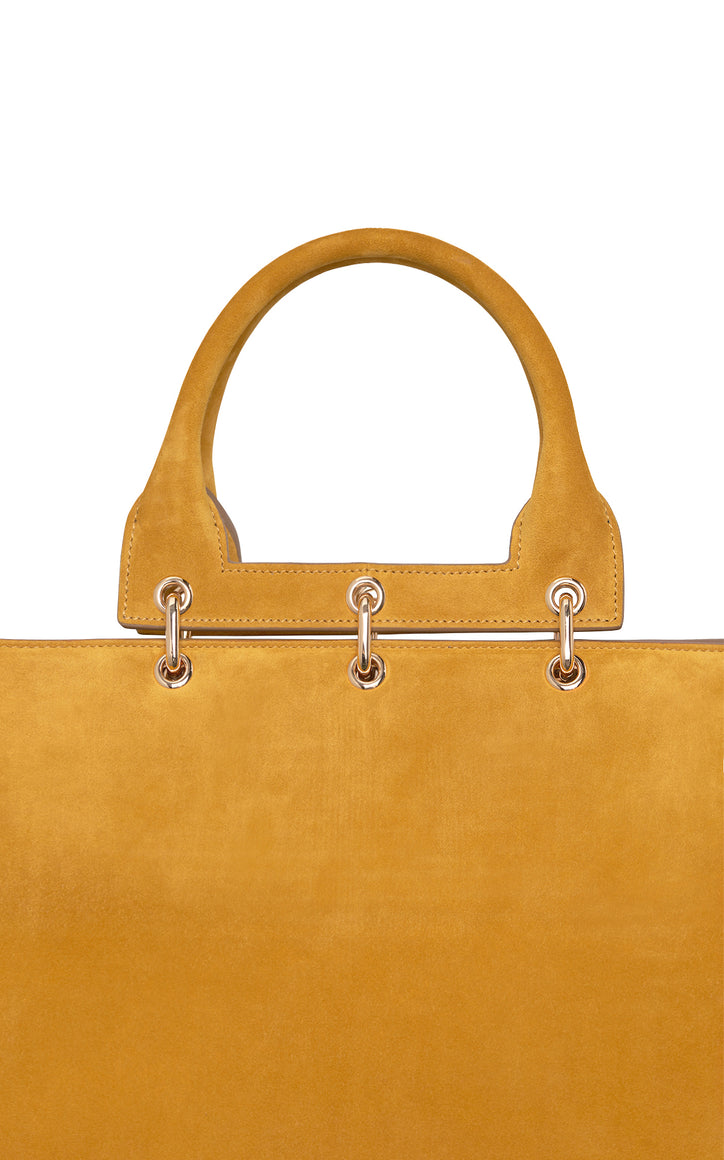 Large Amethyst Bag in Golden Birch Suede