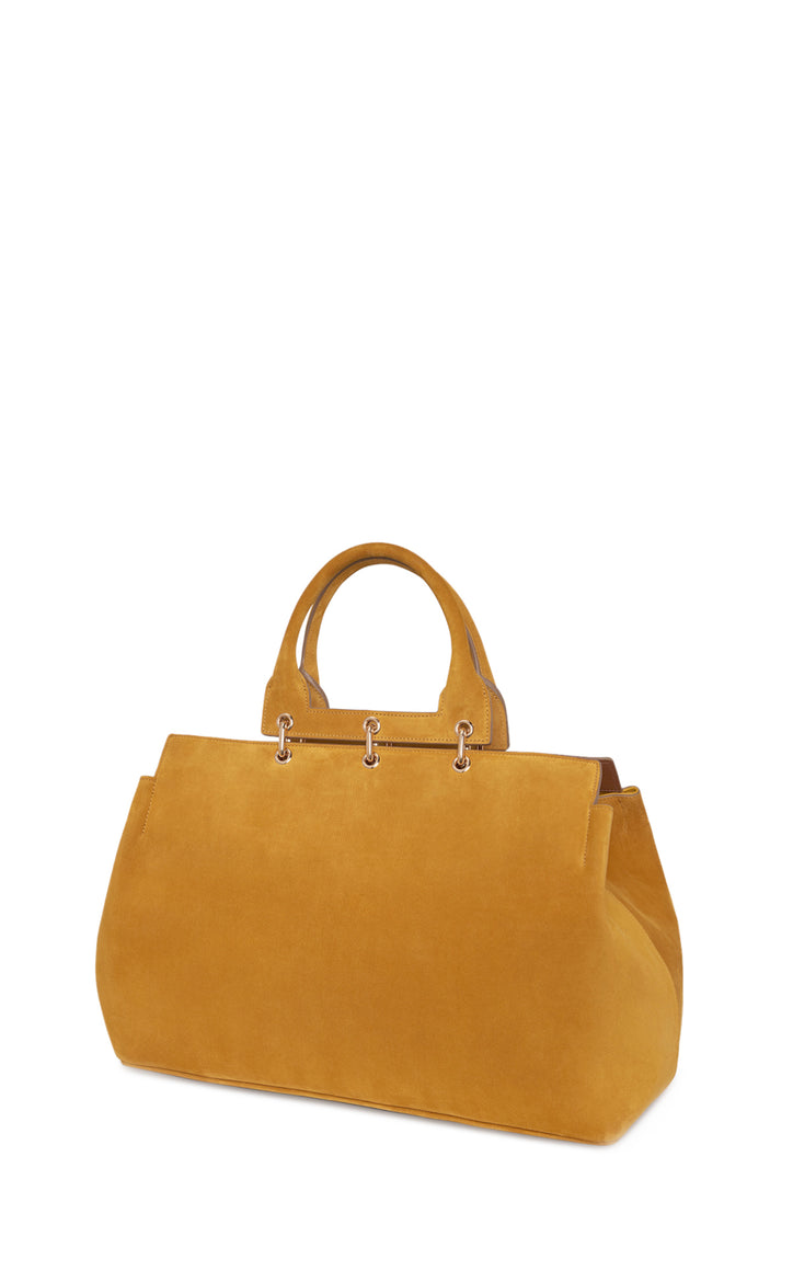 Large Amethyst Bag in Golden Birch Suede