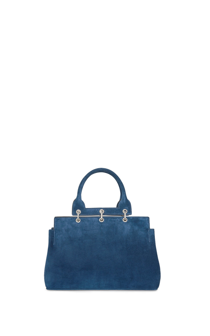 Small Amethyst Tote Bag in Navy Suede