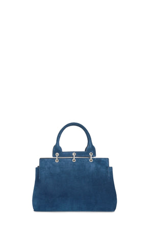 Small Amethyst Tote Bag in Navy Suede