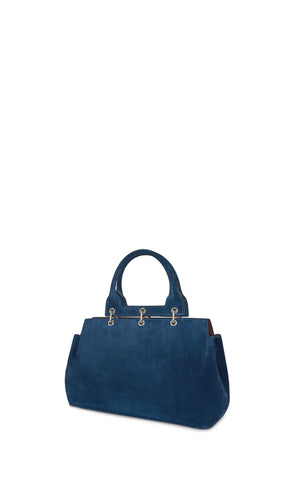 Small Amethyst Bag in Navy Suede