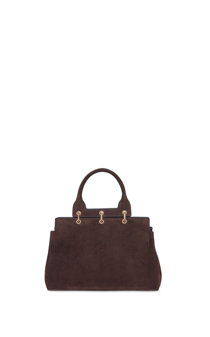 Small Amethyst Bag in Dark Brown Suede