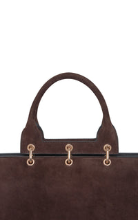 Large Amethyst Bag in Dark Brown Suede