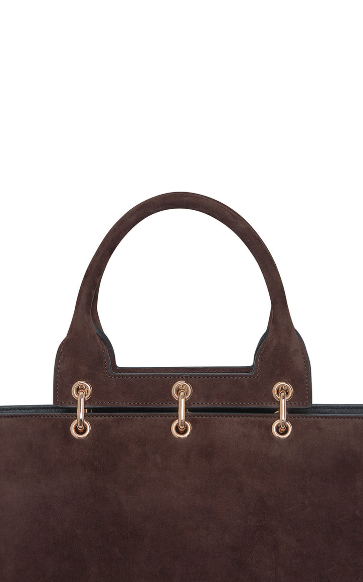 Small Amethyst Bag in Dark Brown Suede